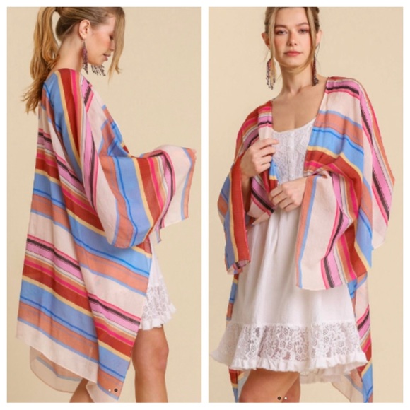 39 Boho Color Block kimono - Picture 1 of 2